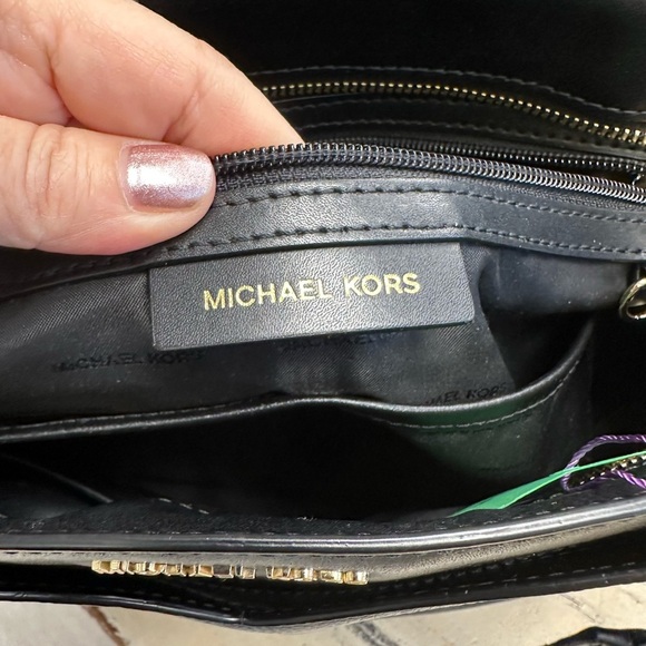 Michael Kors Pebbled Leather Black Tote Bag - Picture 7 of 10